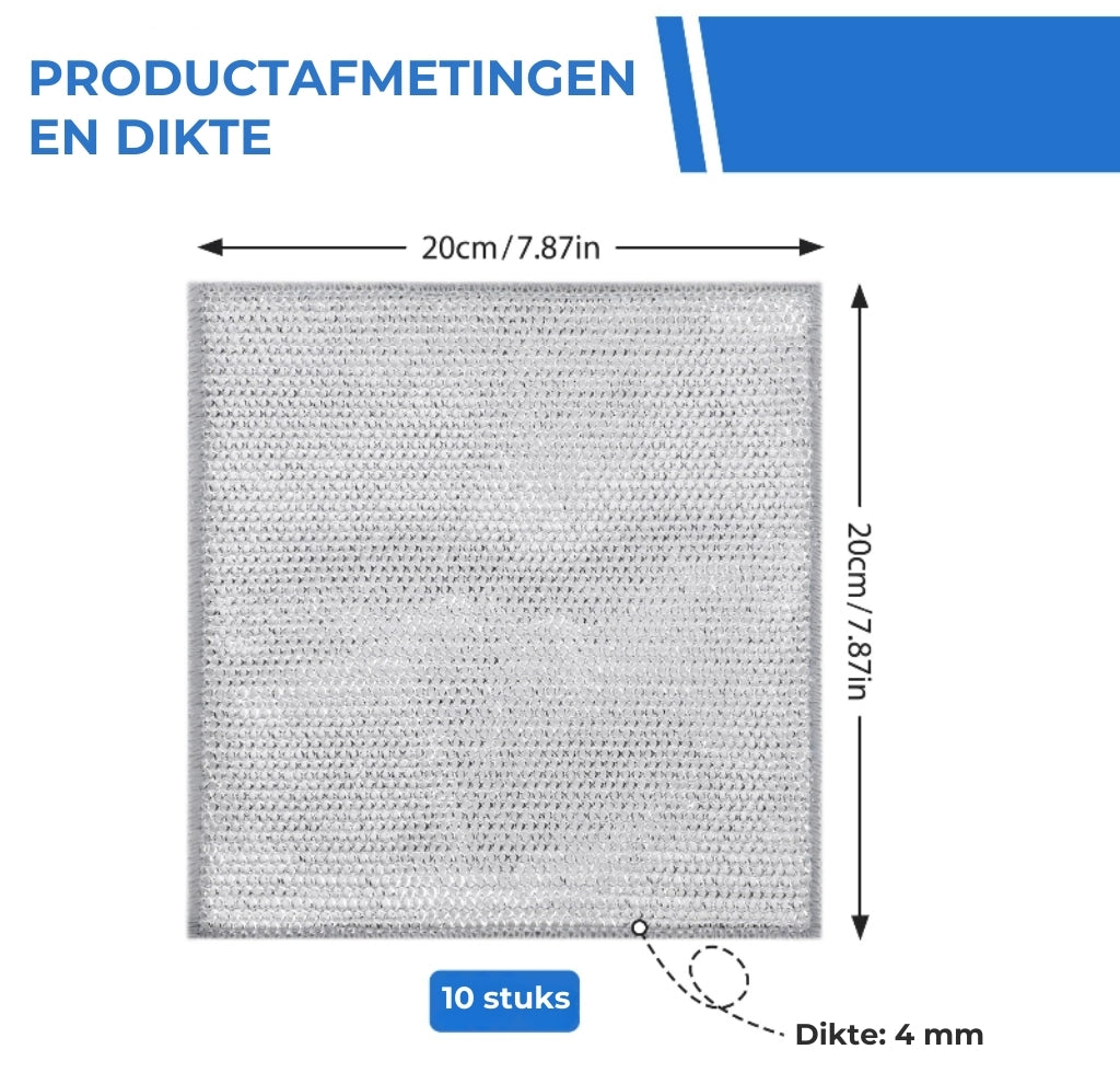 Herbruikbare Silver Mesh Schuurdoeken (10 stuks) – Hard voor vlekken, zacht voor oppervlakken