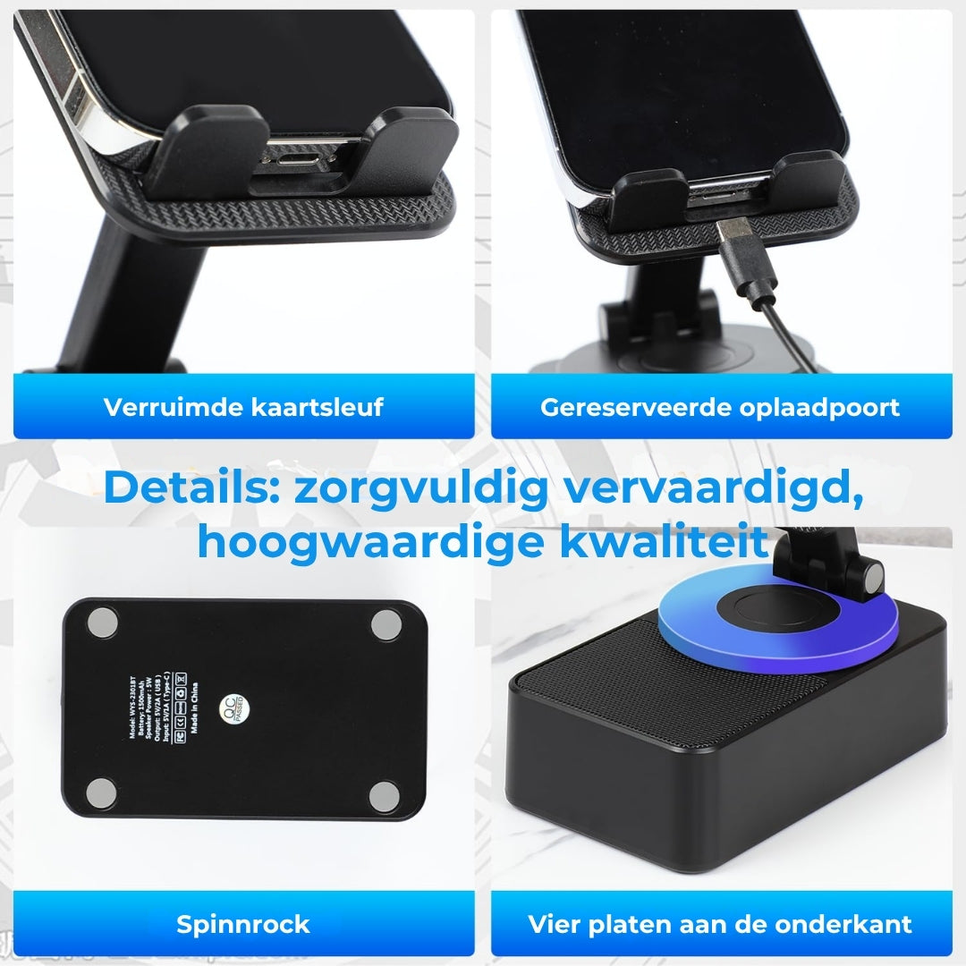 3-in-1 Opvouwbare Luidsprekerstandaard met Ingebouwde Powerbank