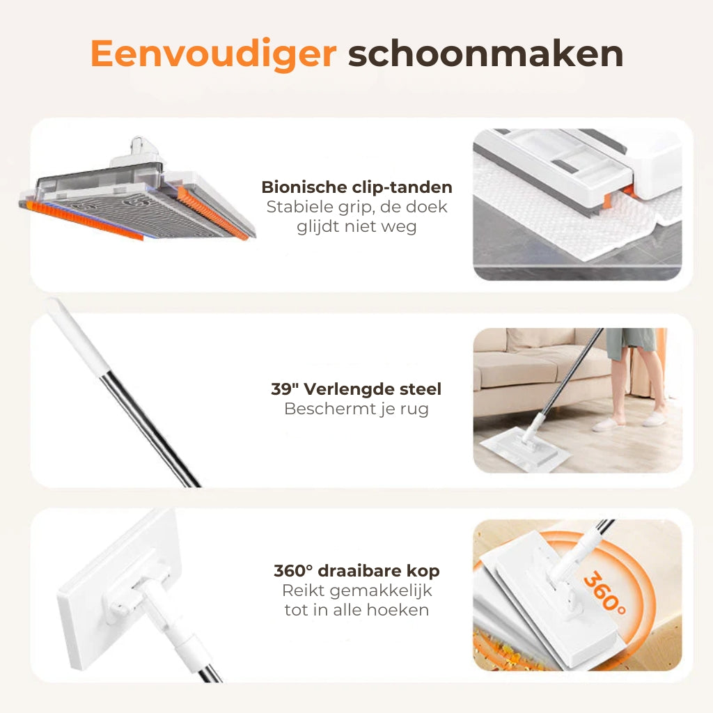 Vastklemmende Dweilmopset met Drukmechanisme
