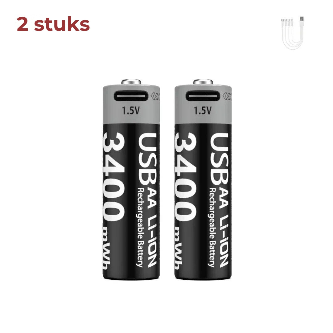 Oplaadbare Lithium Batterijen AA - 2 Stuks