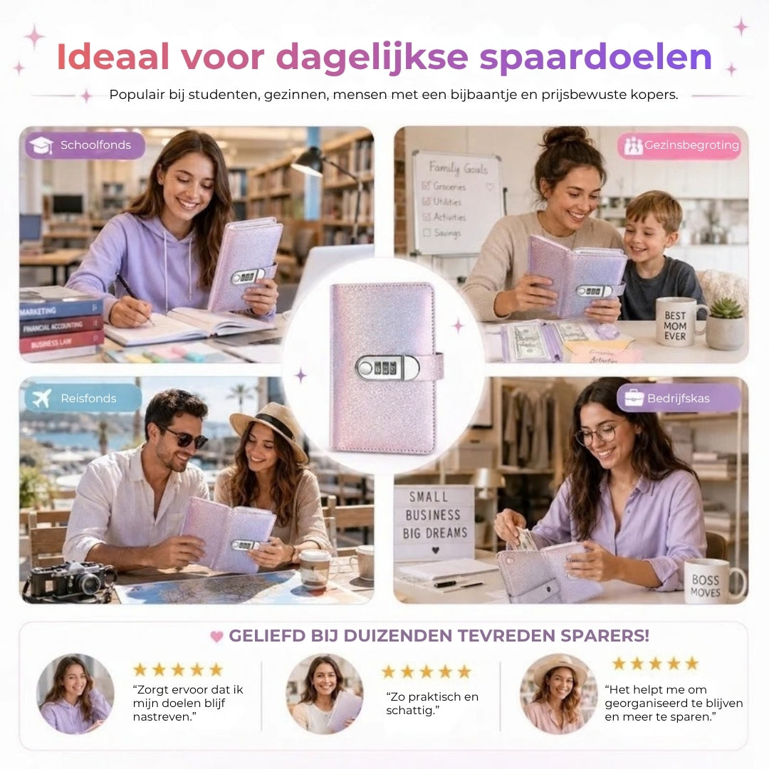 Glitter Spaarboekje met Codeslot