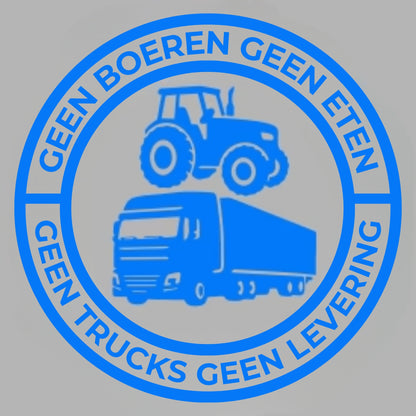 Geen boeren geen eten; geen trucks geen leveringen Vinylsticker – 140 mm sticker