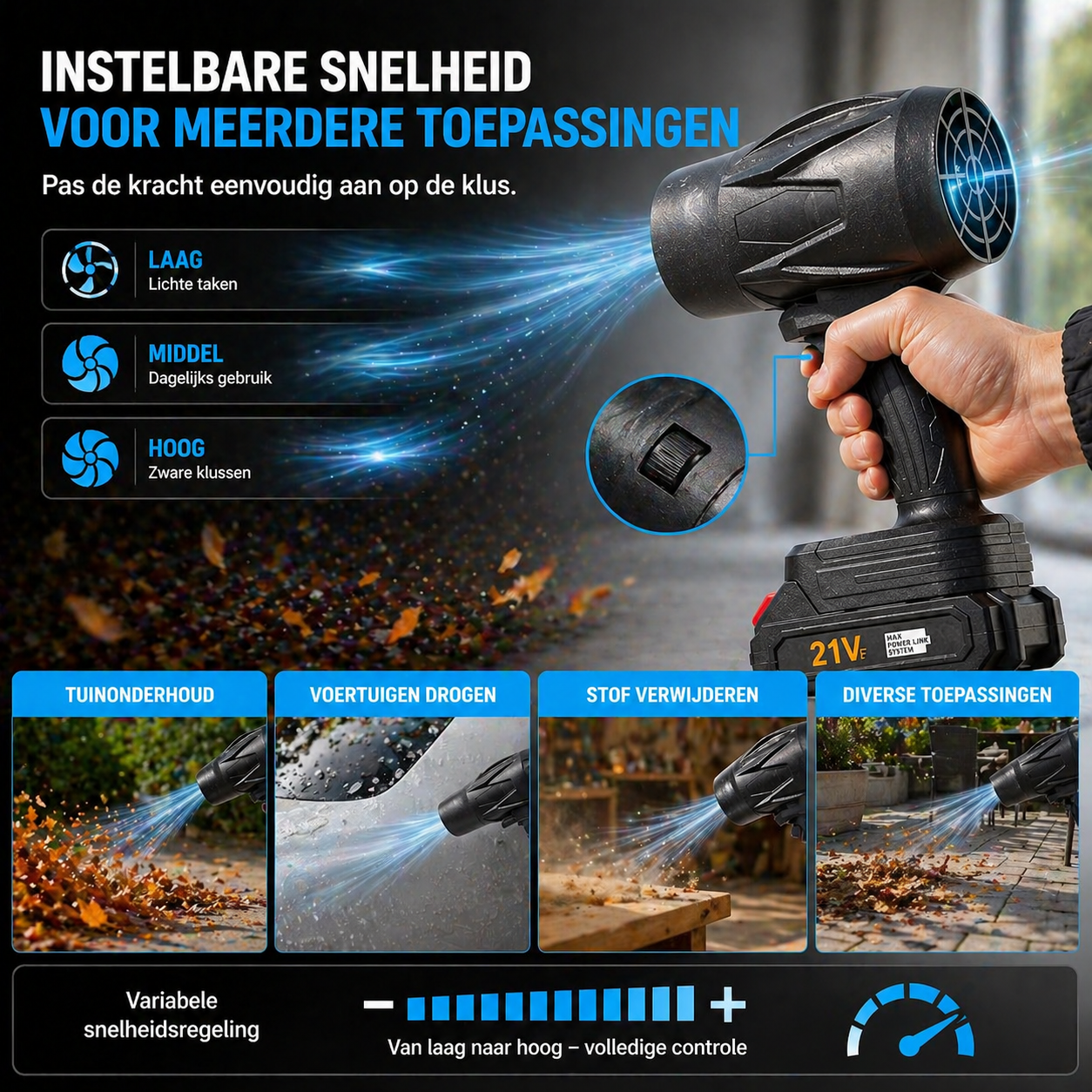 Turboventilator Luchtblazer - Bladeren, Sneeuw, Water en meer