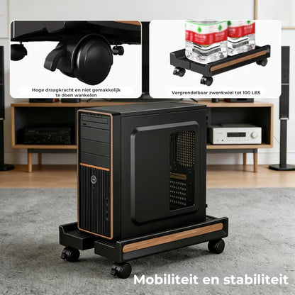 Verstelbare Computerstandaard met Wieltjes
