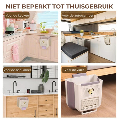 Ruimtebesparende opvouwbare afvalbak