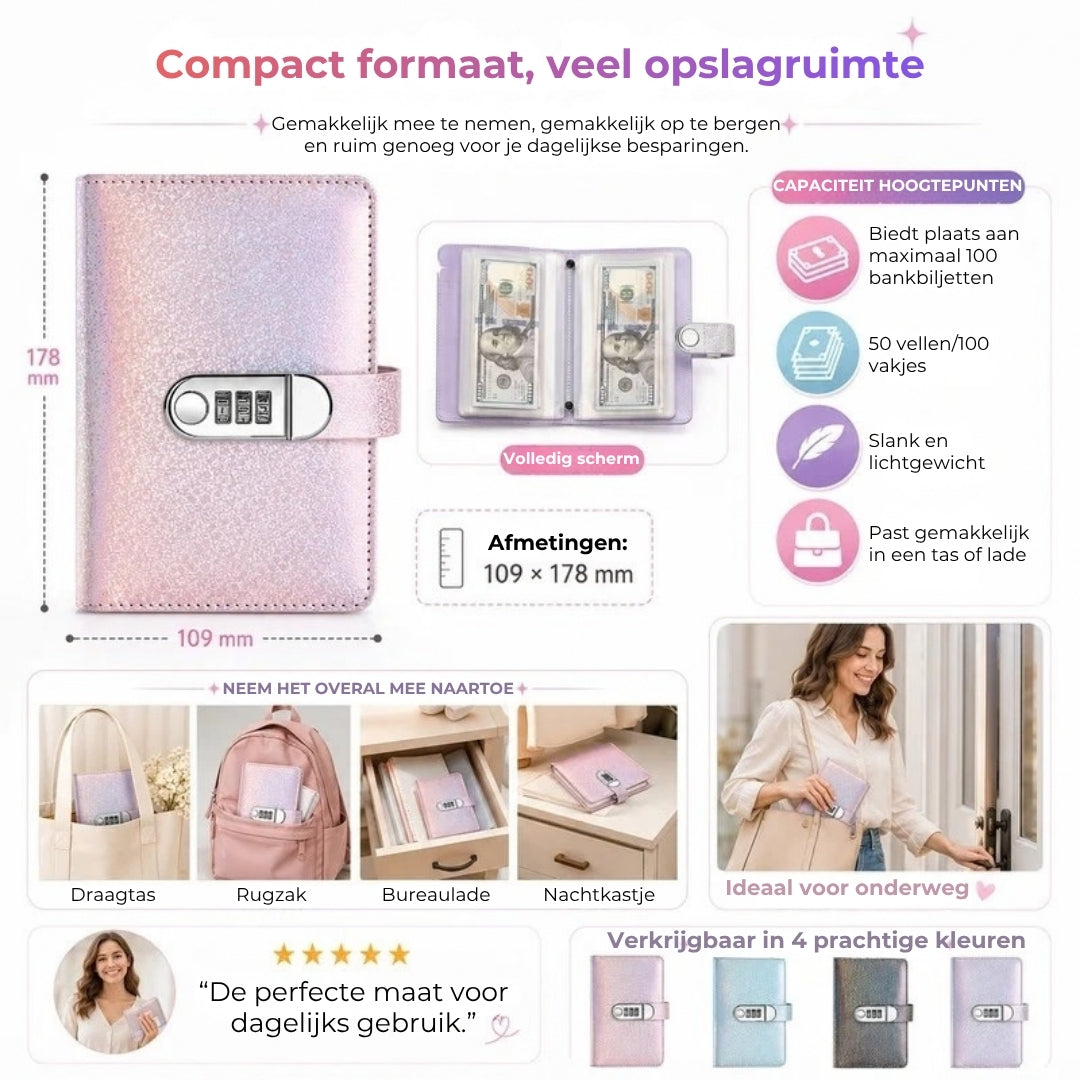 Glitter Spaarboekje met Codeslot