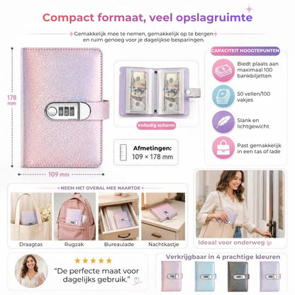 Glitter Spaarboekje met Codeslot