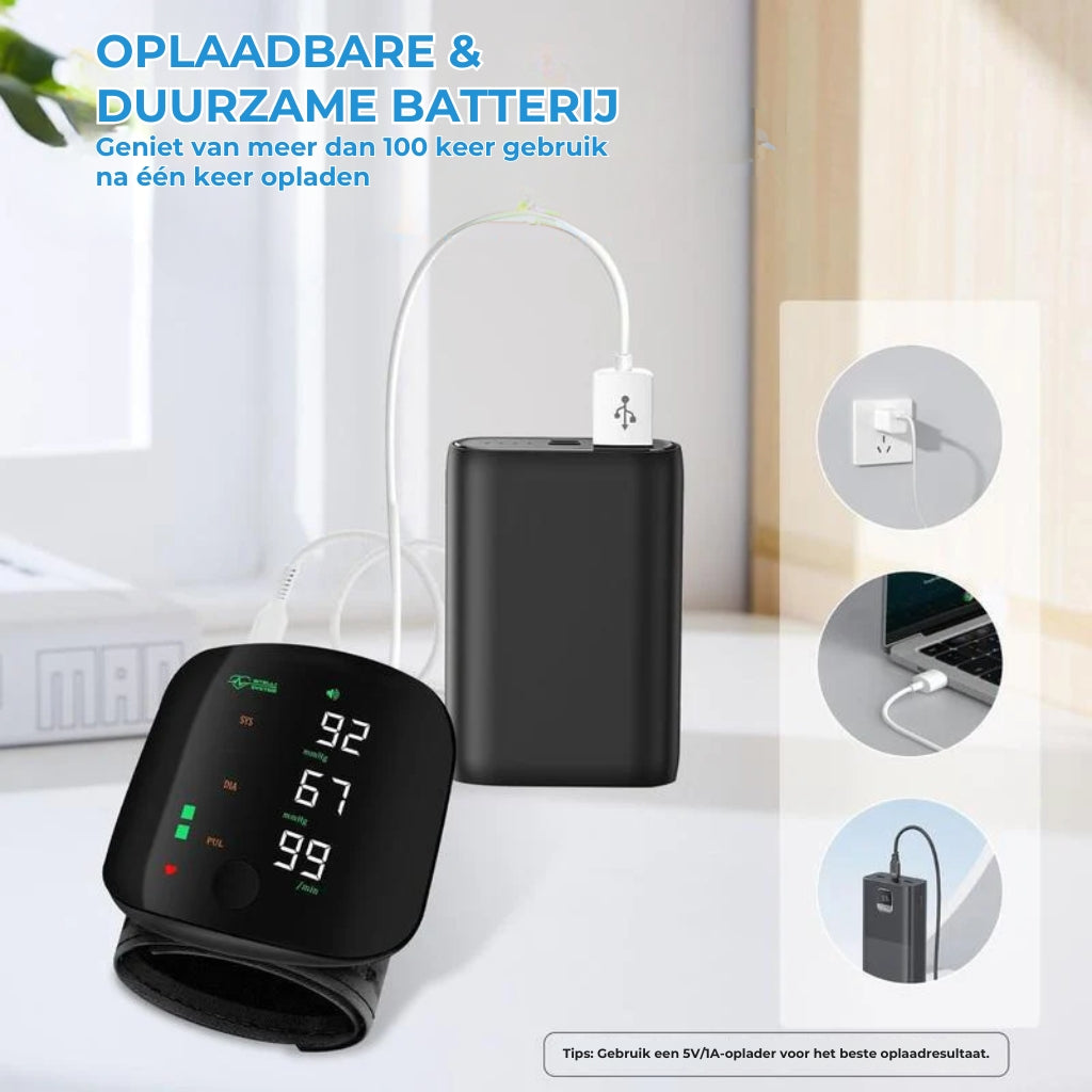 Polsbloeddrukmeter – LED-touchscreen en verstelbare pasvorm