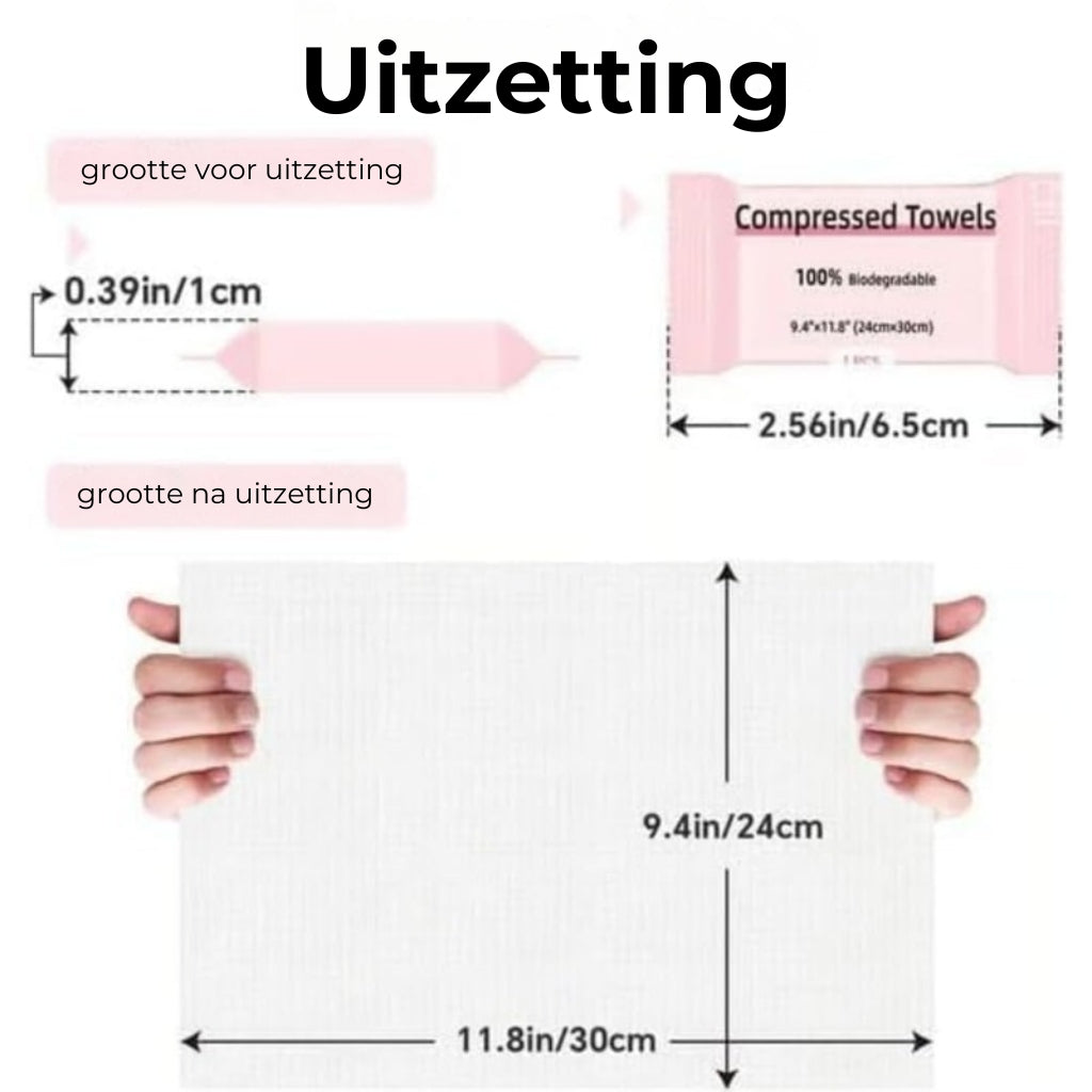 Gecomprimeerde katoenen handdoeken