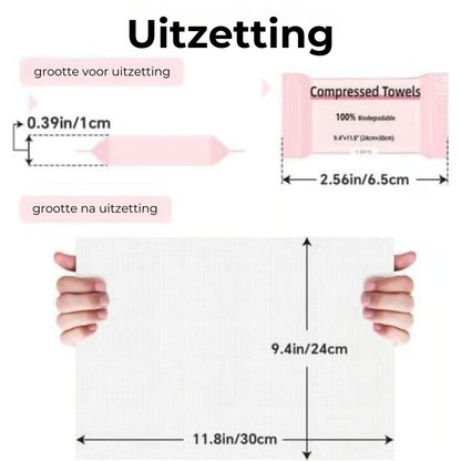 Gecomprimeerde katoenen handdoeken