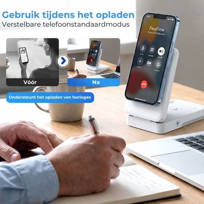 3-in-1 Magnetische Oplaadstandaard - Opvouwbaar en Draadloos
