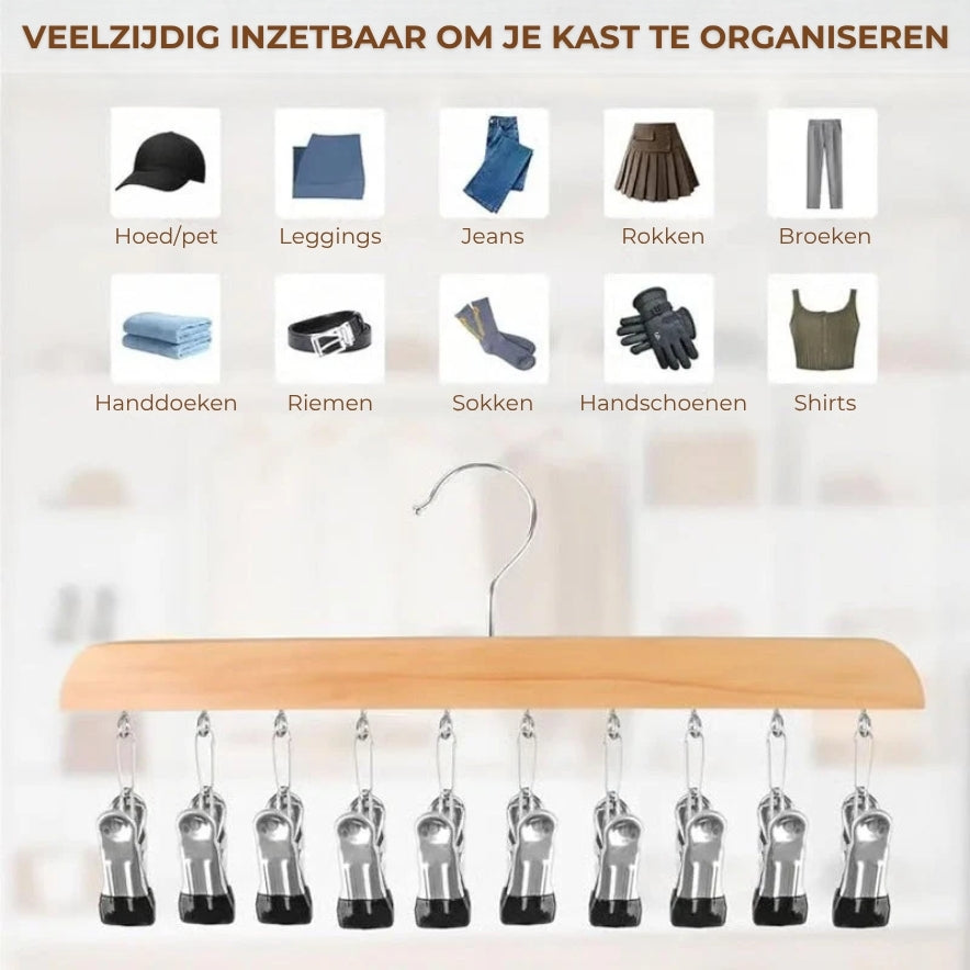 Kledinghanger met 10 klemmen