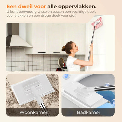 Vastklemmende Dweilmopset met Drukmechanisme