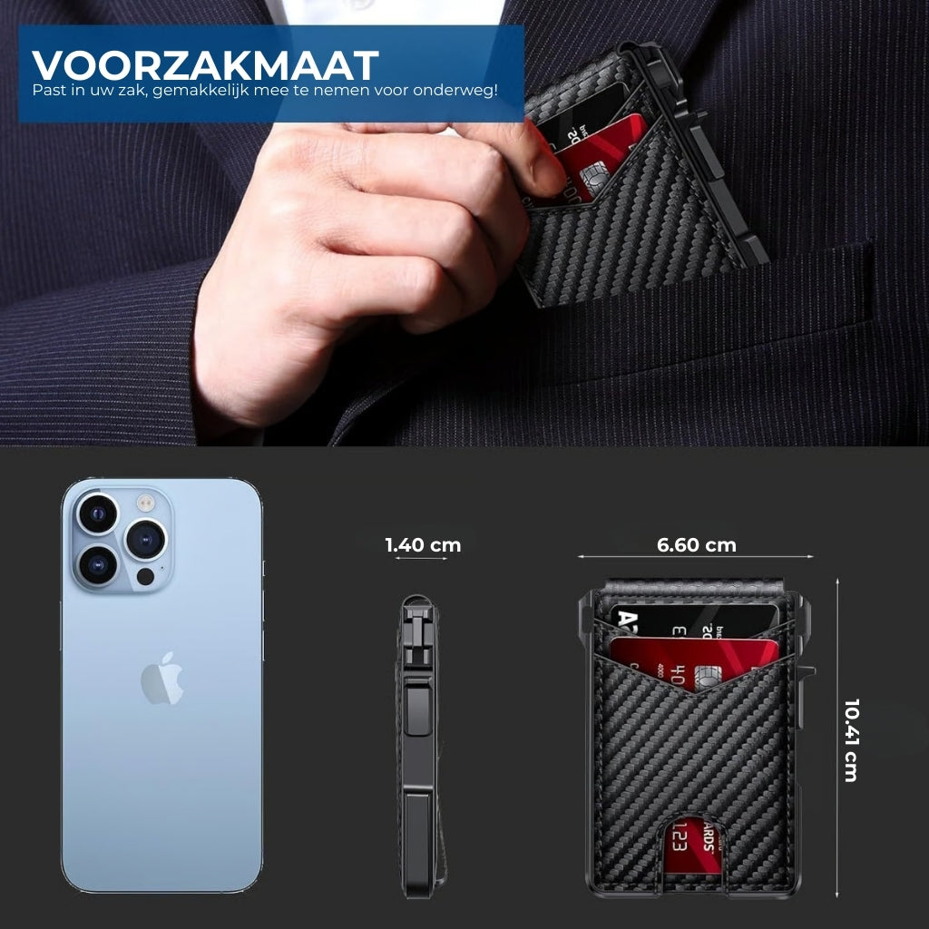 Pop-up Herenportemonnee, RFID-blokkering en geldclip