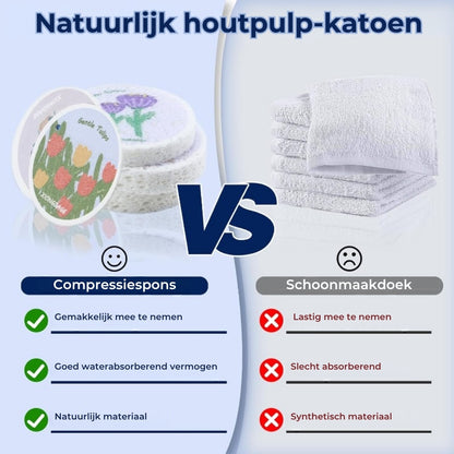 Absorberende Houtpulpspons met Bloemenprint