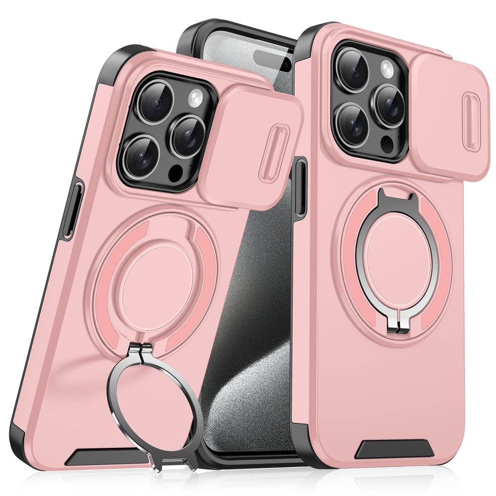 iPhone Hoesje met schuifbaar cameradeksel en draaibare ringstandaard