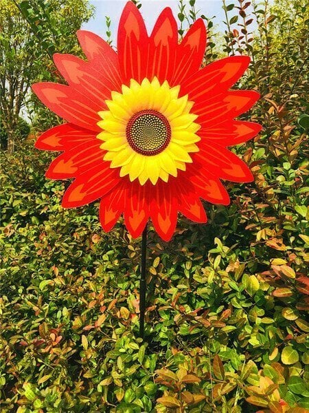 Kleurrijke zonnebloemwindmolen - voor decoratie in de tuin🌻