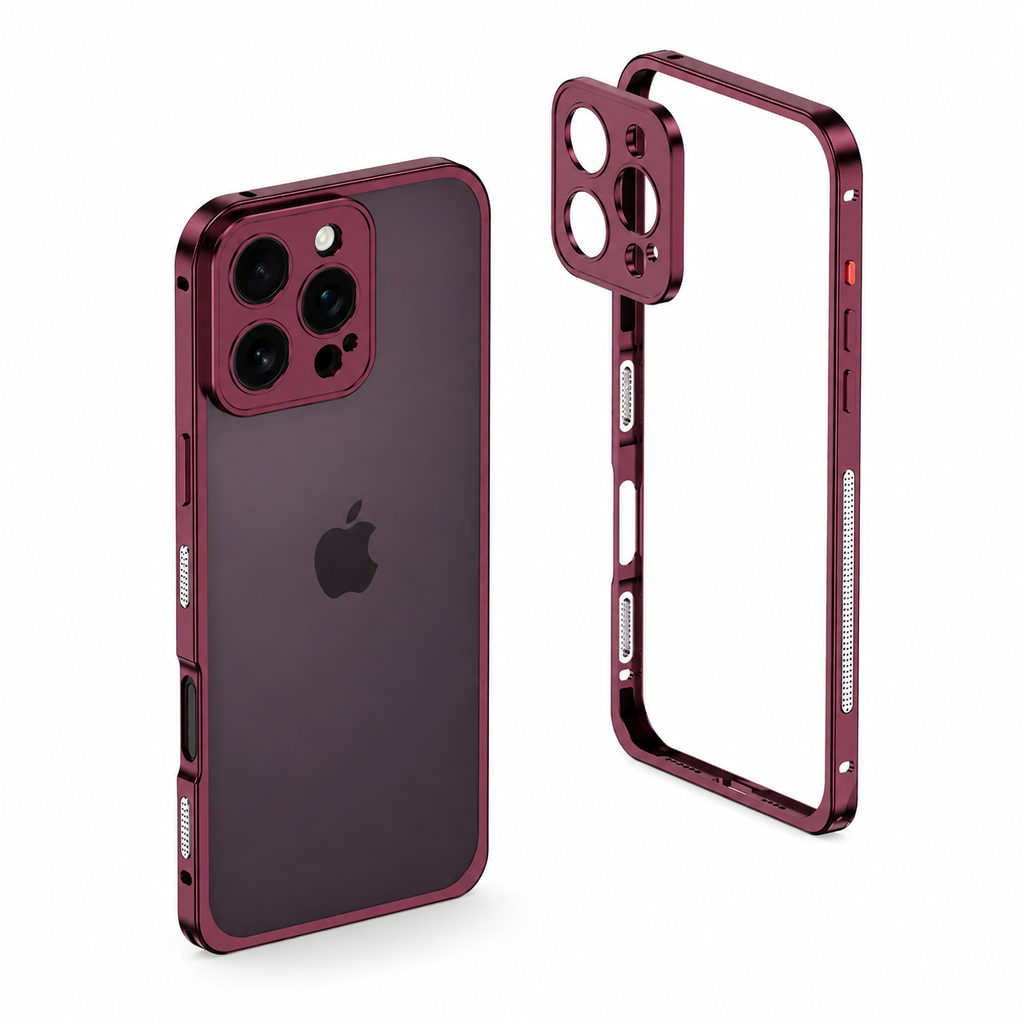 Metalen Bumper iPhone Hoesje met Camera Lens Bescherming en Transparante Achterkant