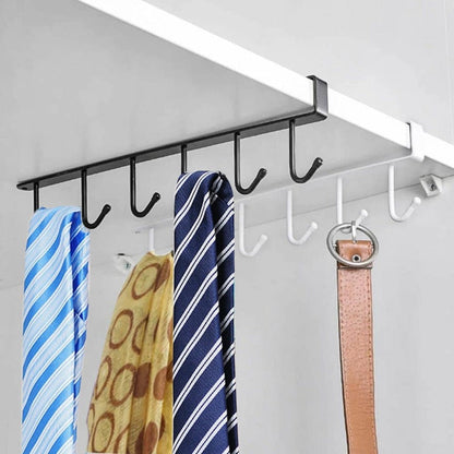 Ruimtebesparende opberghouder met 6 haken