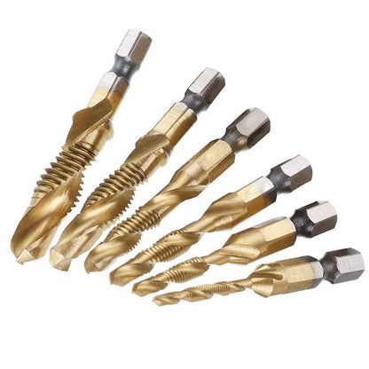 6-delige Boor- en Tapbitset met Titaniumcoating