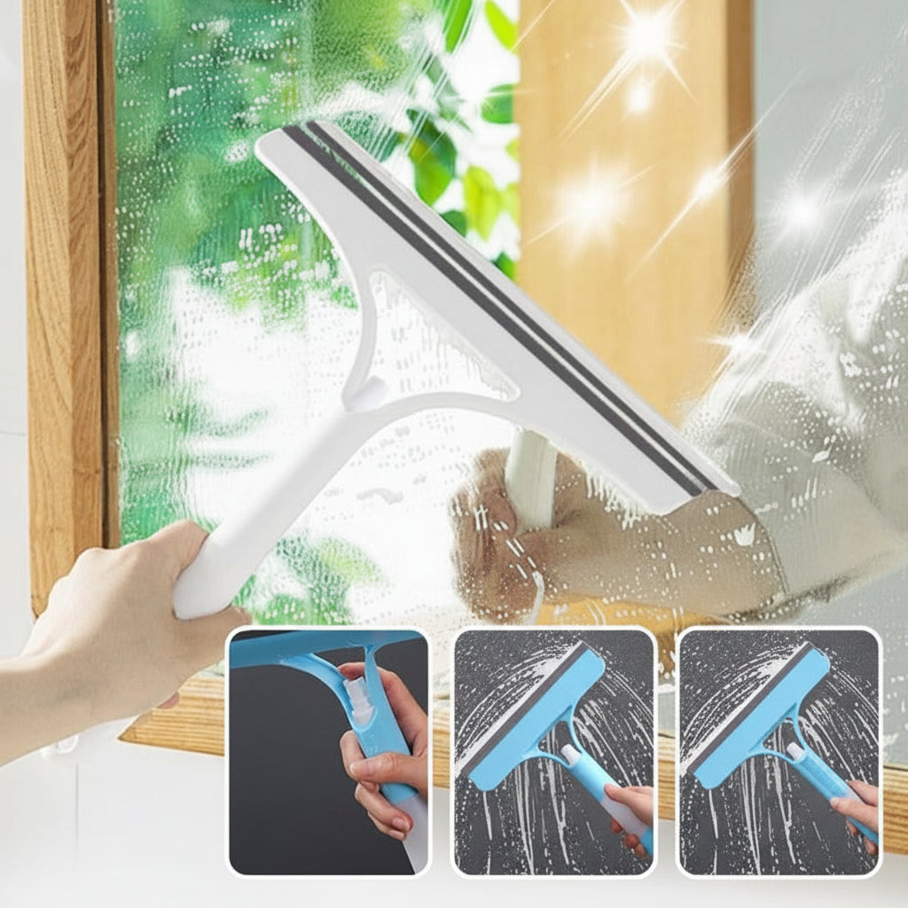 3-in-1 Ruitenreiniger met Ingebouwde Spuitfles