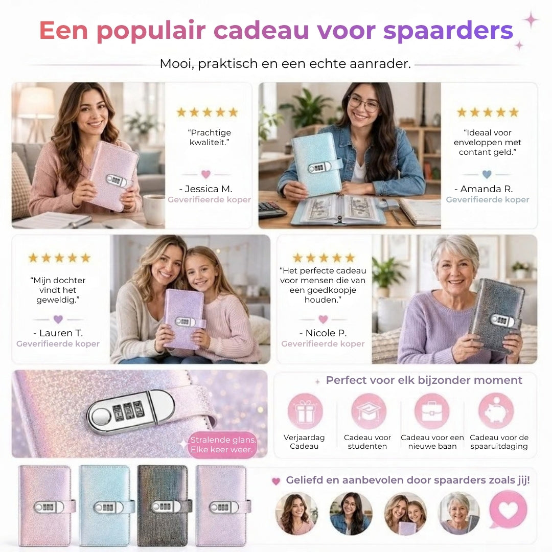Glitter Spaarboekje met Codeslot