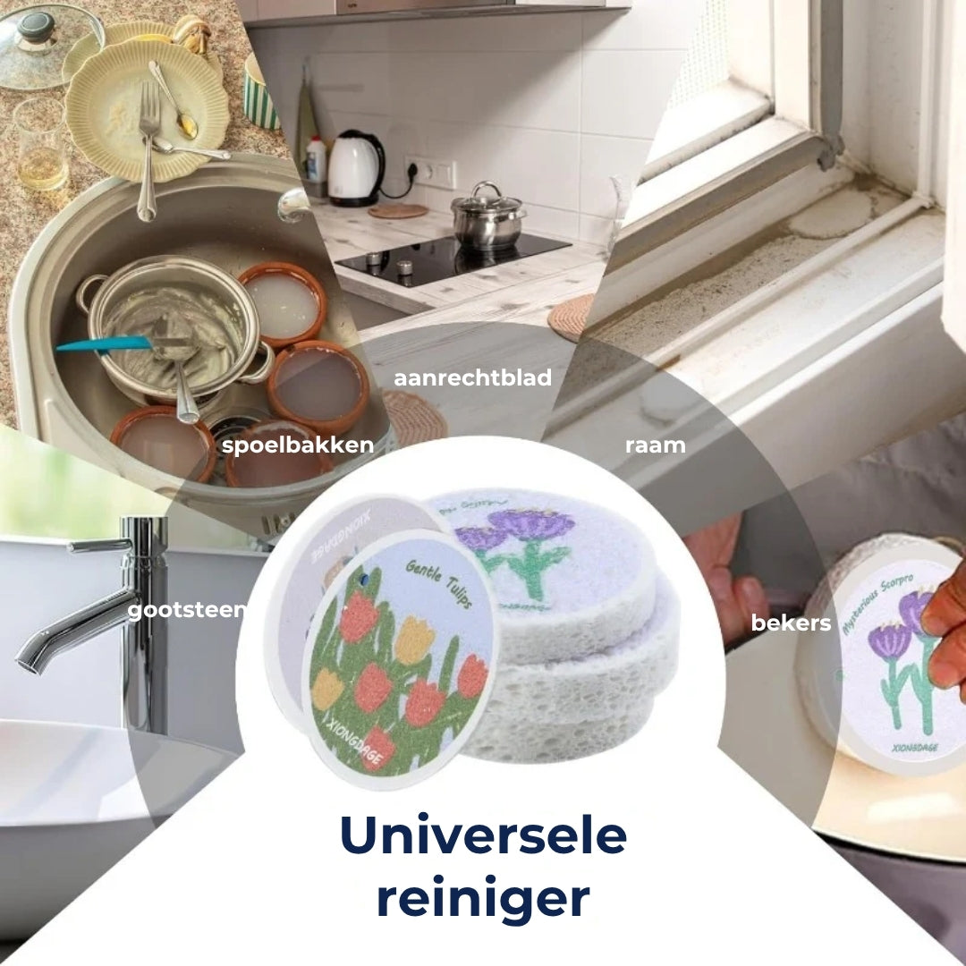 Absorberende Houtpulpspons met Bloemenprint