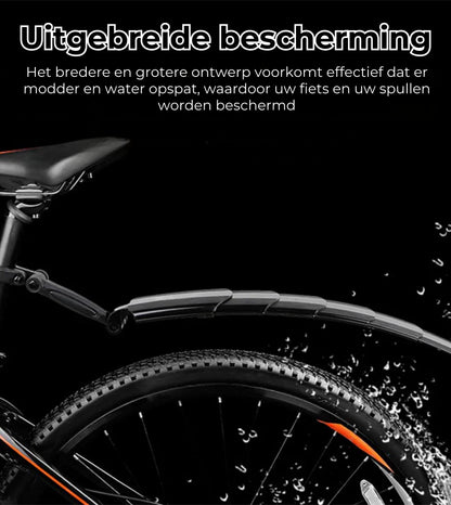 Inklapbare en verstelbare set fietsspatborden