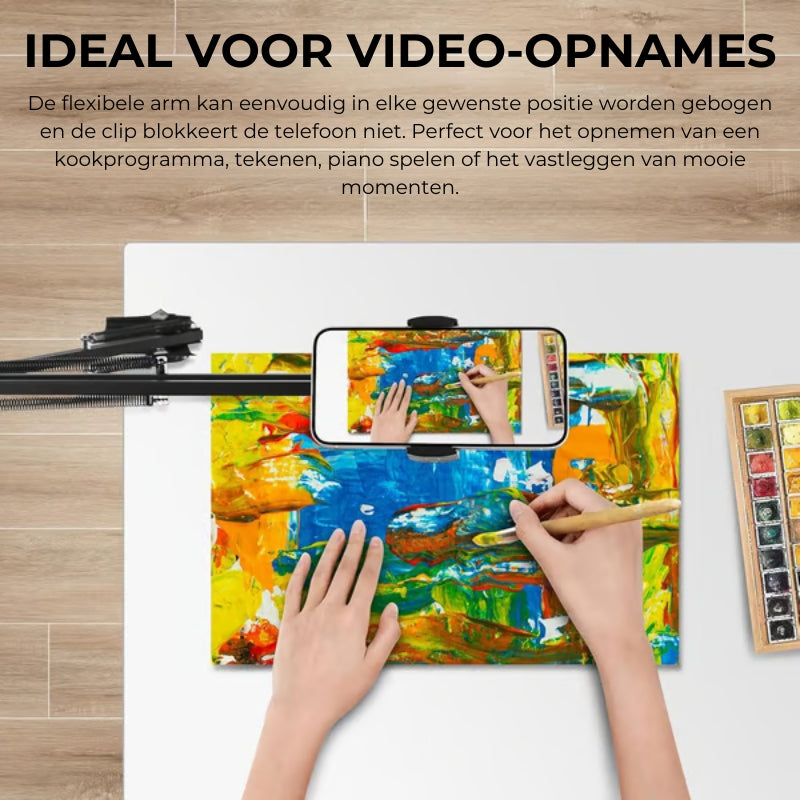 UGIFT Bureau & Bed Telefoonhouder - Verstelbaar met lange armclip