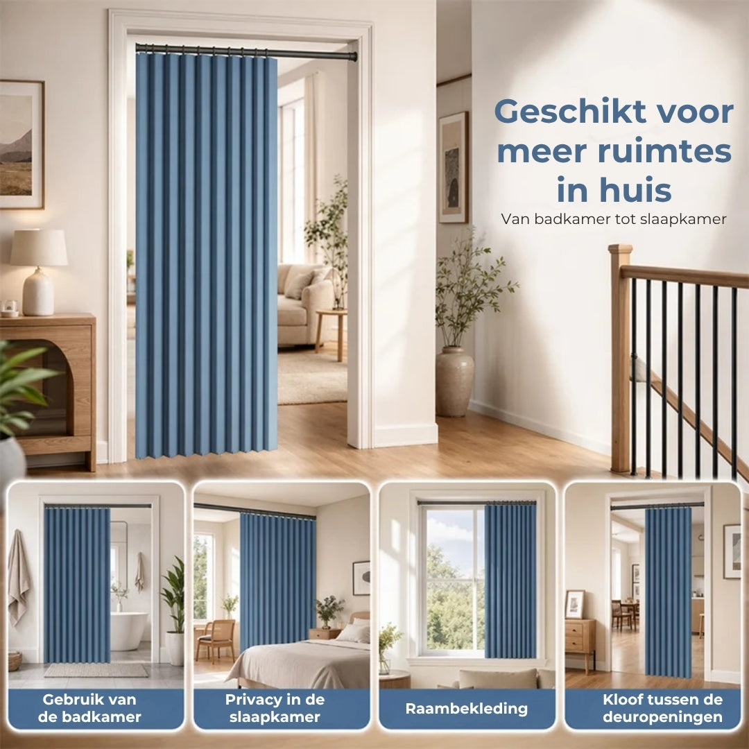 Boorloos Deurgordijn - Incl. Telescopische Stang