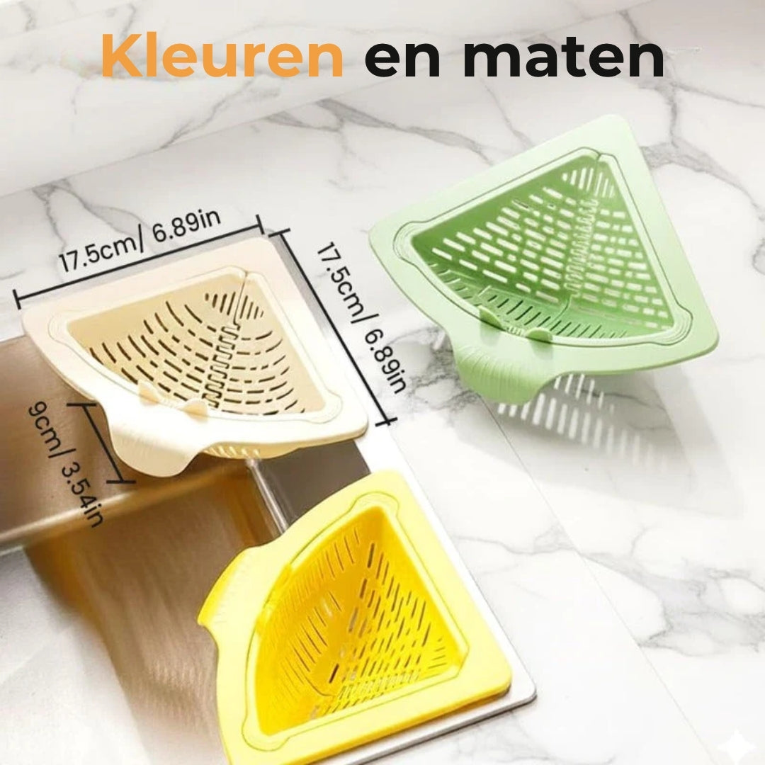 Magnetische hoekzeef voor de gootsteen