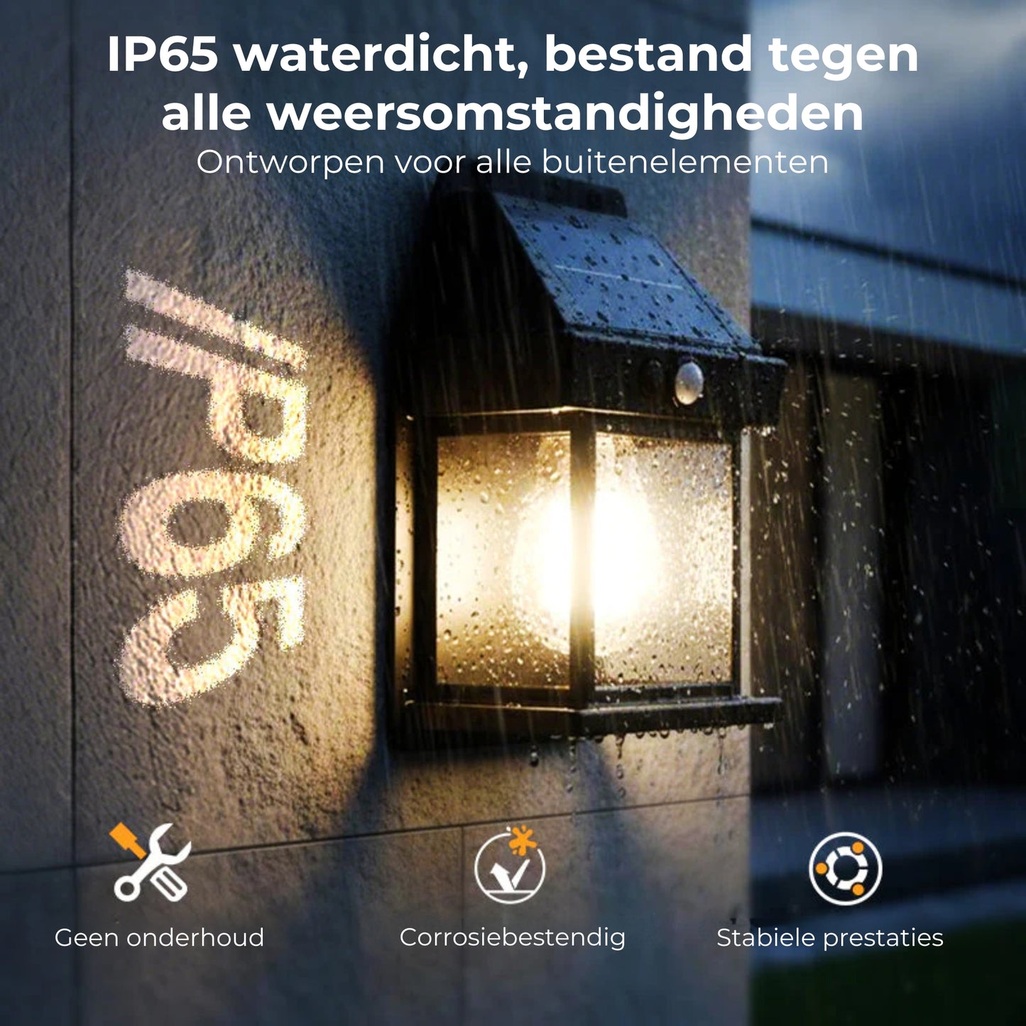 Zonne-wandlamp – Bewegingssensor & weerbestendig