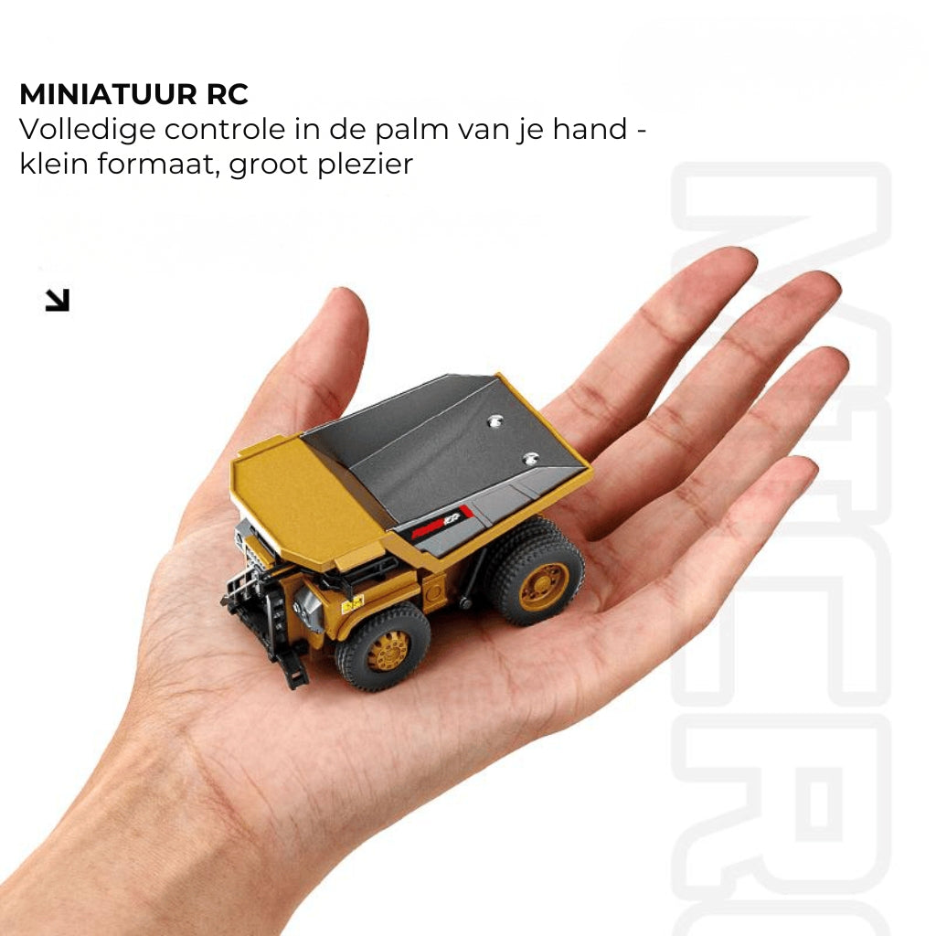 🚜 1:64 Mini RC-bouwset – Vorkheftruck, graafmachine en kiepwagen (met afstandsbediening)