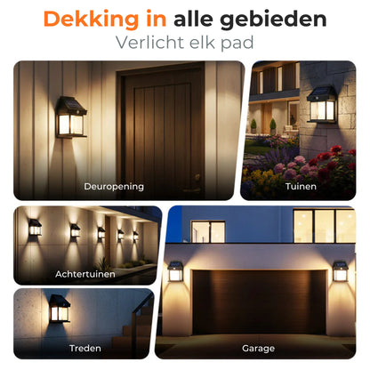 Zonne-wandlamp – Bewegingssensor & weerbestendig