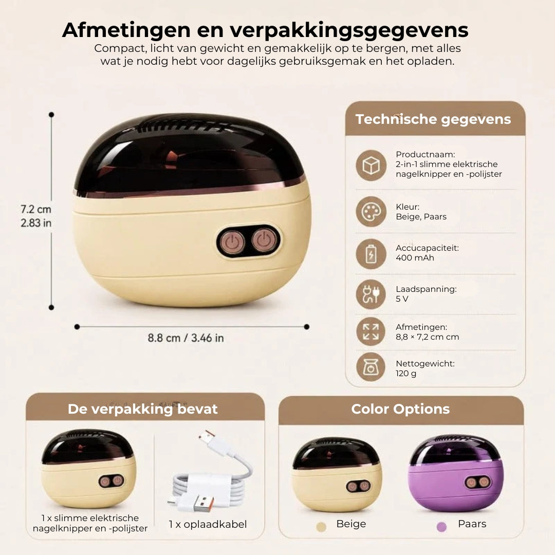 2-in-1 Elektrische Nagelknipper- en Polijster