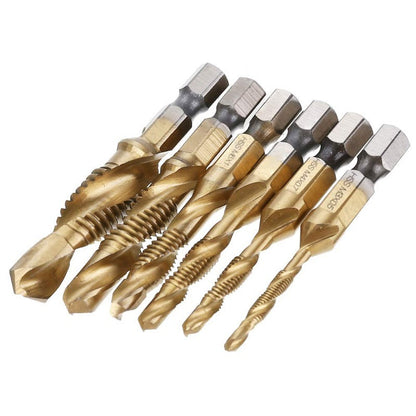 6-delige Boor- en Tapbitset met Titaniumcoating