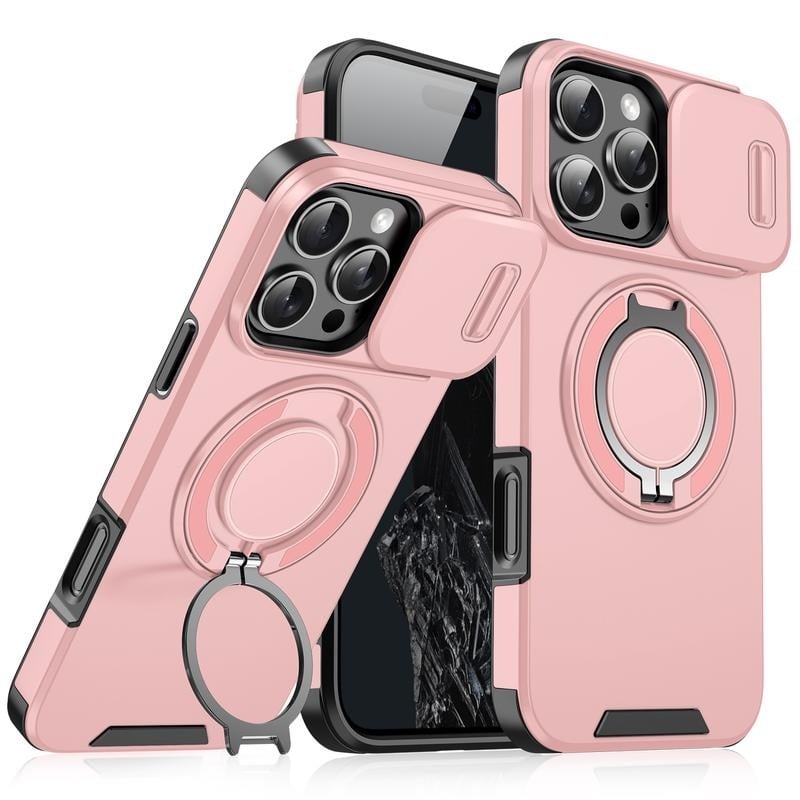 iPhone Hoesje met schuifbaar cameradeksel en draaibare ringstandaard
