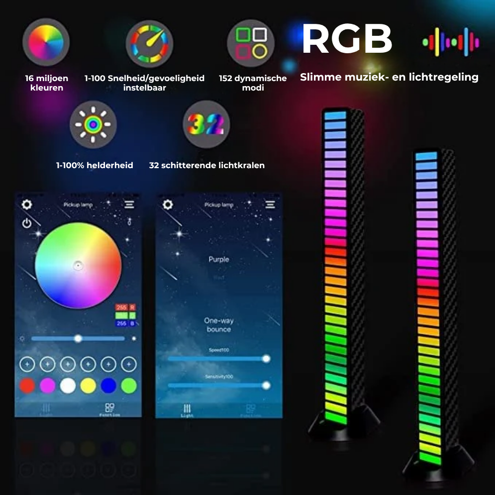 🎶 LED Muziekgestuurde Lamp – jouw mobiele lichtshow!
