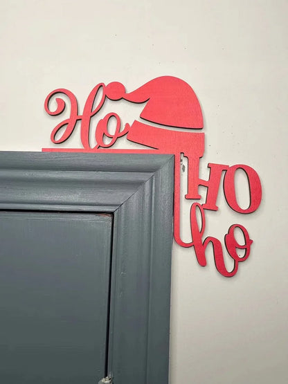 Houten kerstversiering voor deurkozijnen - handbeschilderd