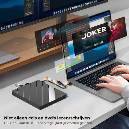 Universele Laptop CD/DVD Speler en Brander USB C 3.0 met SD/TF-kaartsleuf en 3 USB-poorten
