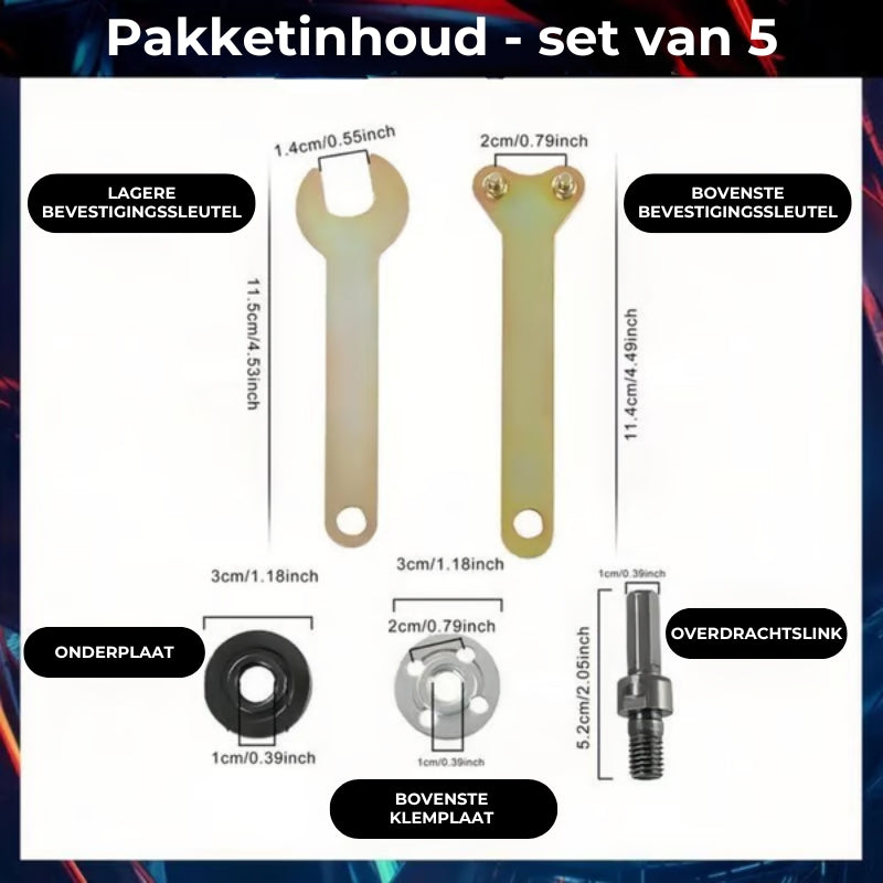 Drilboor Slijpschijf Adapter Set