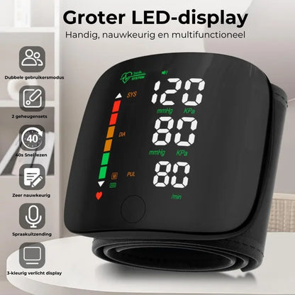 Polsbloeddrukmeter – LED-touchscreen en verstelbare pasvorm