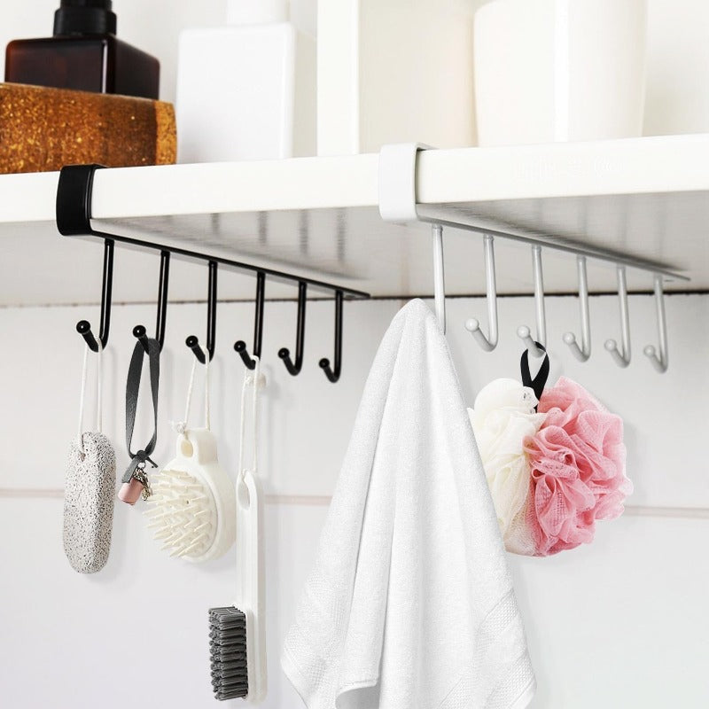 Ruimtebesparende opberghouder met 6 haken