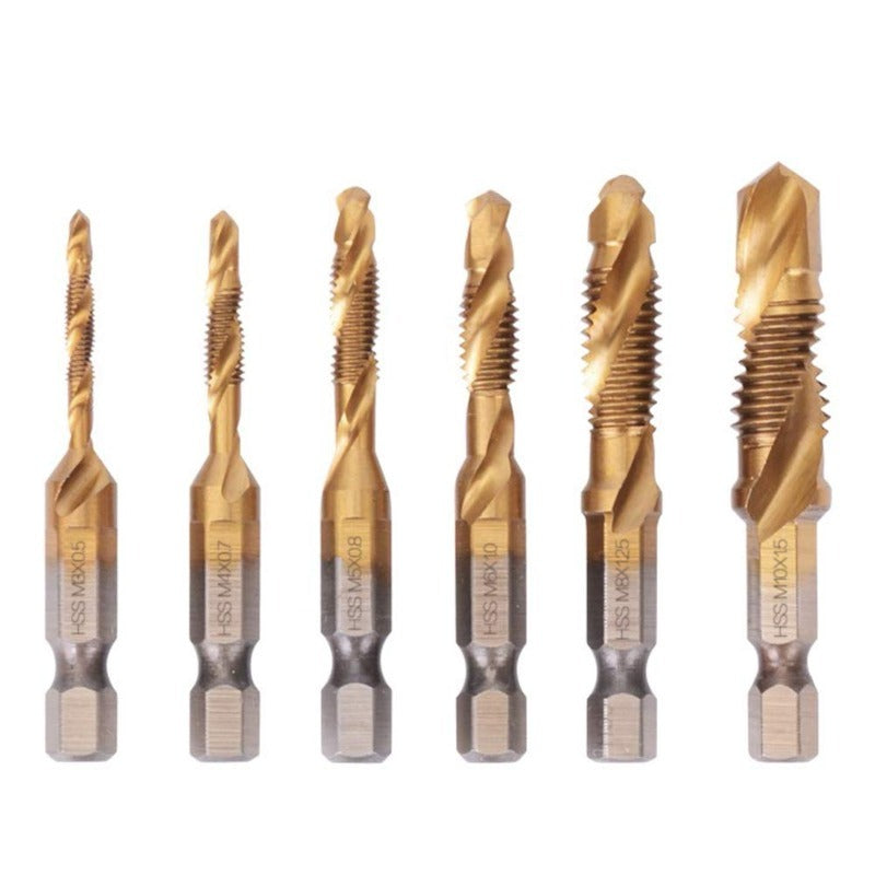 6-delige Boor- en Tapbitset met Titaniumcoating