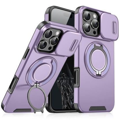 iPhone Hoesje met schuifbaar cameradeksel en draaibare ringstandaard