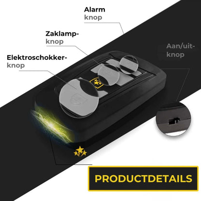 Voltic V77 3-in-1 Stroomstoot, Zaklamp en Alarm Sleutelhanger