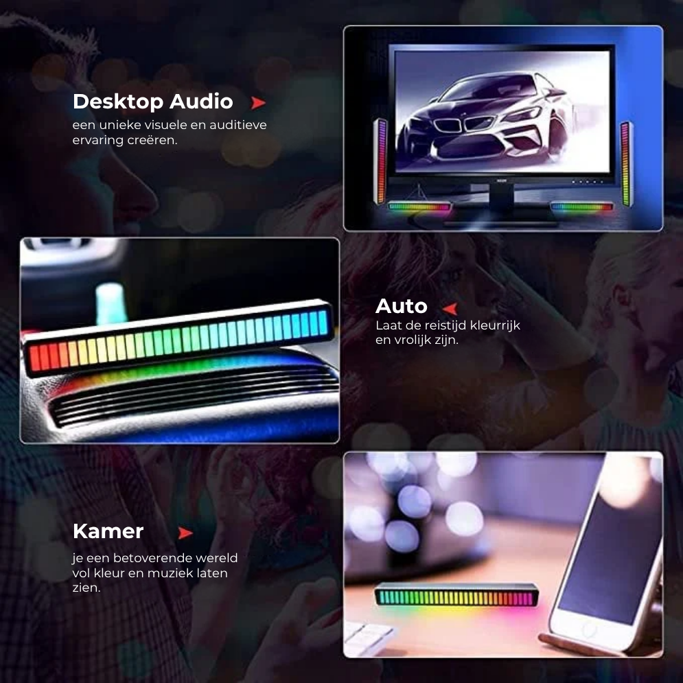 🎶 LED Muziekgestuurde Lamp – jouw mobiele lichtshow!