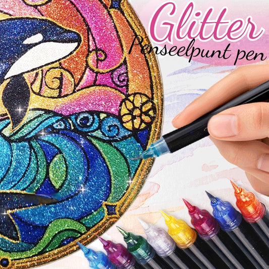 Artistieke Glitterpen Met Twee Kleuren