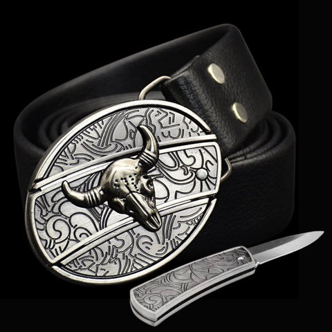 Leren Riem met Zakmesgesp