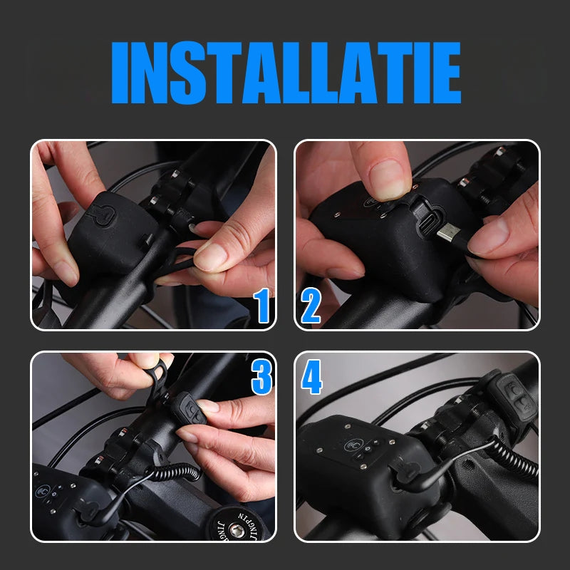 Waterdichte fietskoplamp voor buitengebruik met claxon